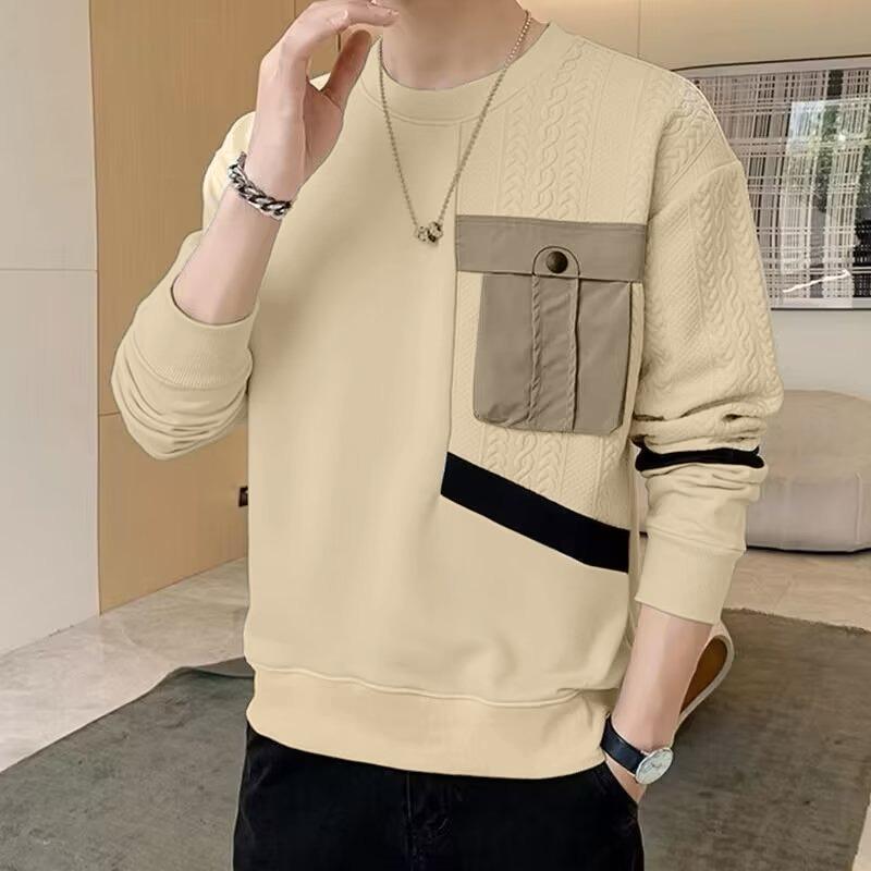 Patchwork Pocket Design Long Sleeve Pullover for Men