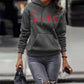 Smile Text Printed Fashion Solid Fashion Hoodies for Women
