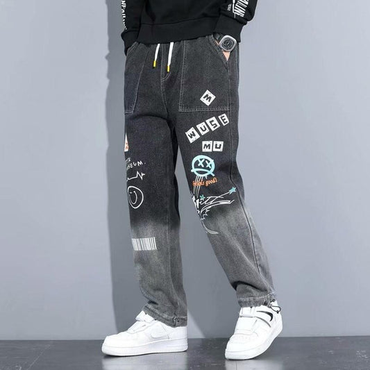 Printed Fashion Heavy Fade Casual Pants for Men