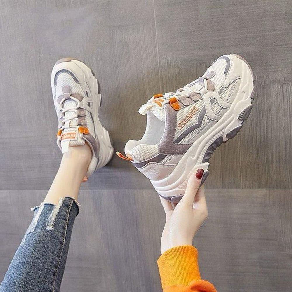 Thick Sole Breathable Lace Up Sneaker Shoes for Women