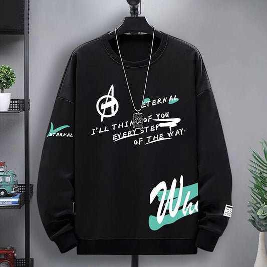 Full Text Graphics Printed Pullover for Men