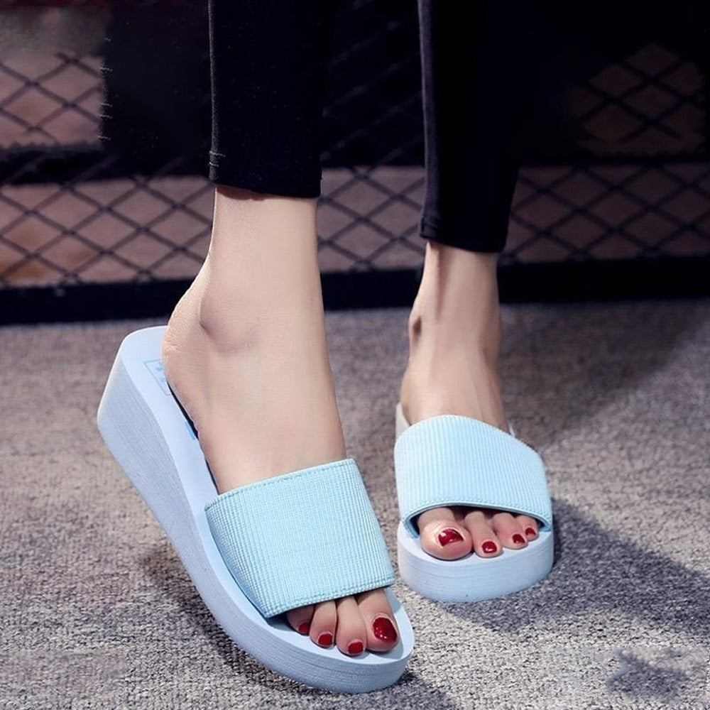 Wedge Solid Fashion Flip Flop Thick Sandals for Women