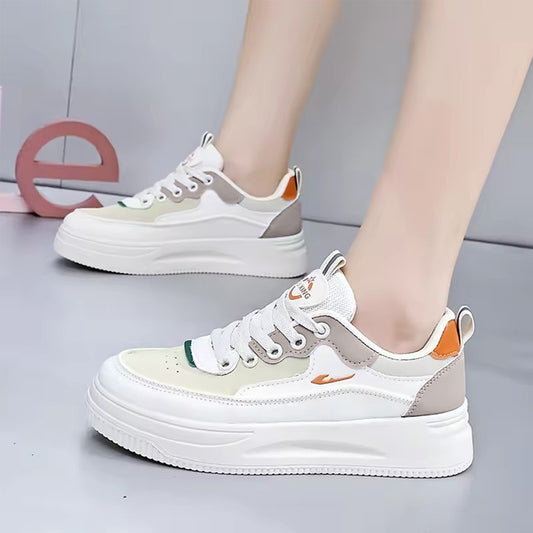 Round Toe Thick Sole Lace Up Fashion Sneakers Shoes for Women