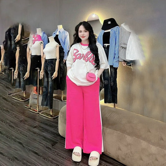 Casual Fashion Short Sleeve T-shirt & Long Pants for Women