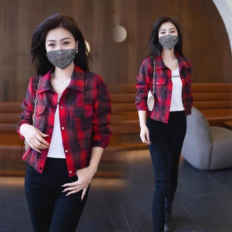 Checkered Korean Fashion Full Sleeve Shirt for Women