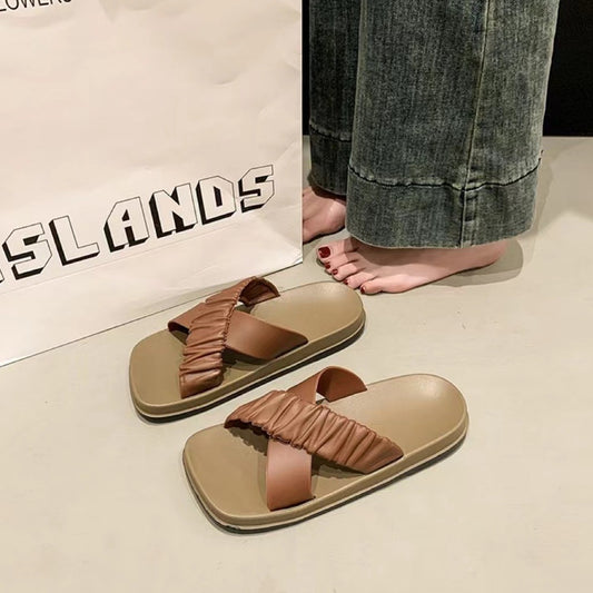Cross Band Fashion Slip On Sandals for Women