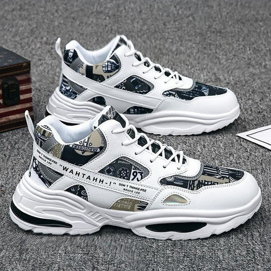 Graphics Pattern High Top Rubber Sole Sneaker Shoes for Men