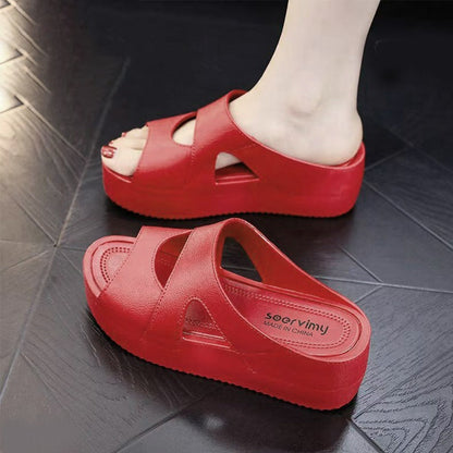 Chunky Slip-On Casual PVC Solid Sandals for Women