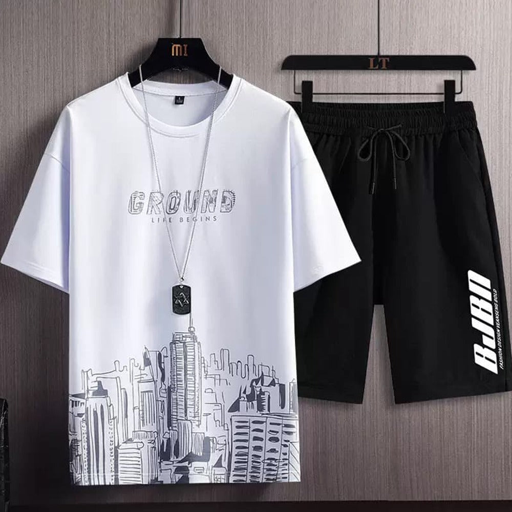 Graphics Printed Short Sleeve T-shirt & Shorts for Men