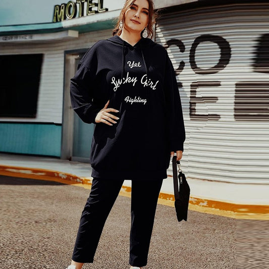 Street Fashion Printed Long Sleeve Hoodies & Pant for Women