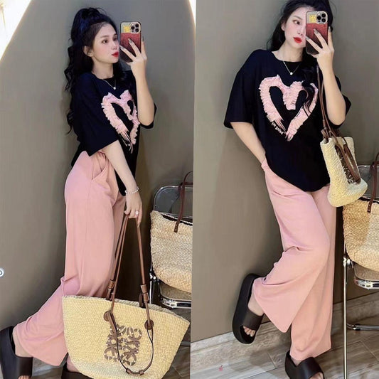 Love Printed Style T-shirt & Pant Pajama Set for Women