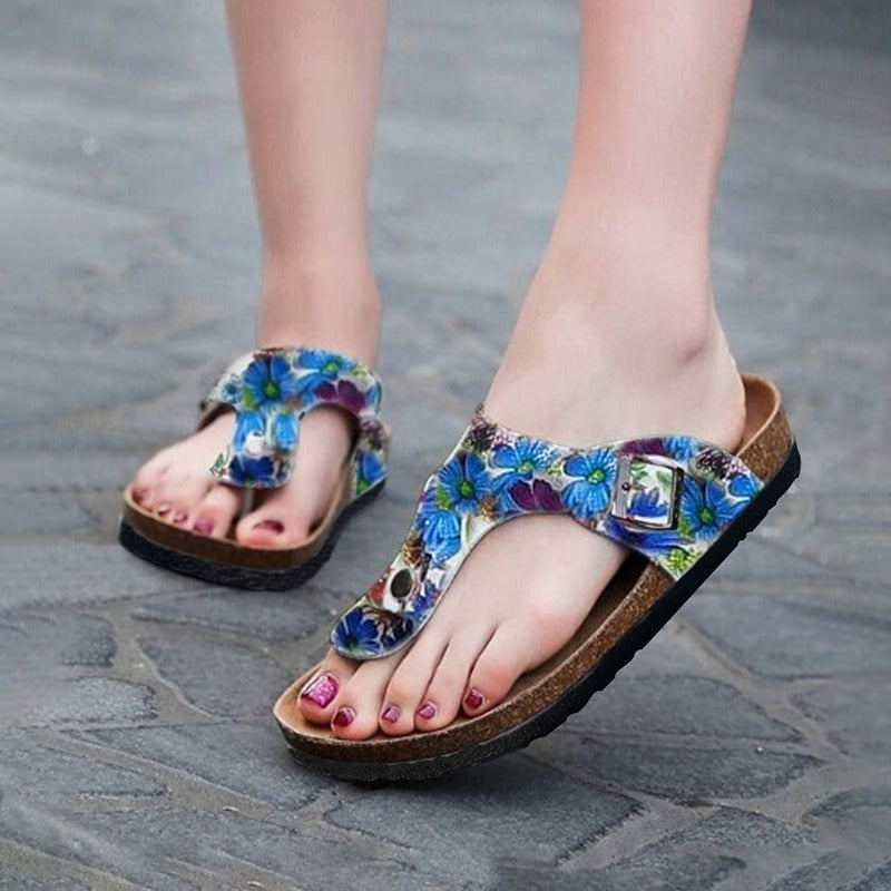 Floral Printed T-Strap Fashion Sandals for Women