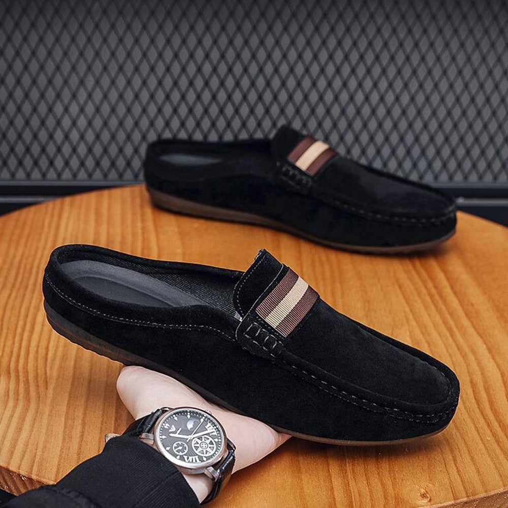 Suede Backless Solid Slipper Fashion Loafers Shoes for Men