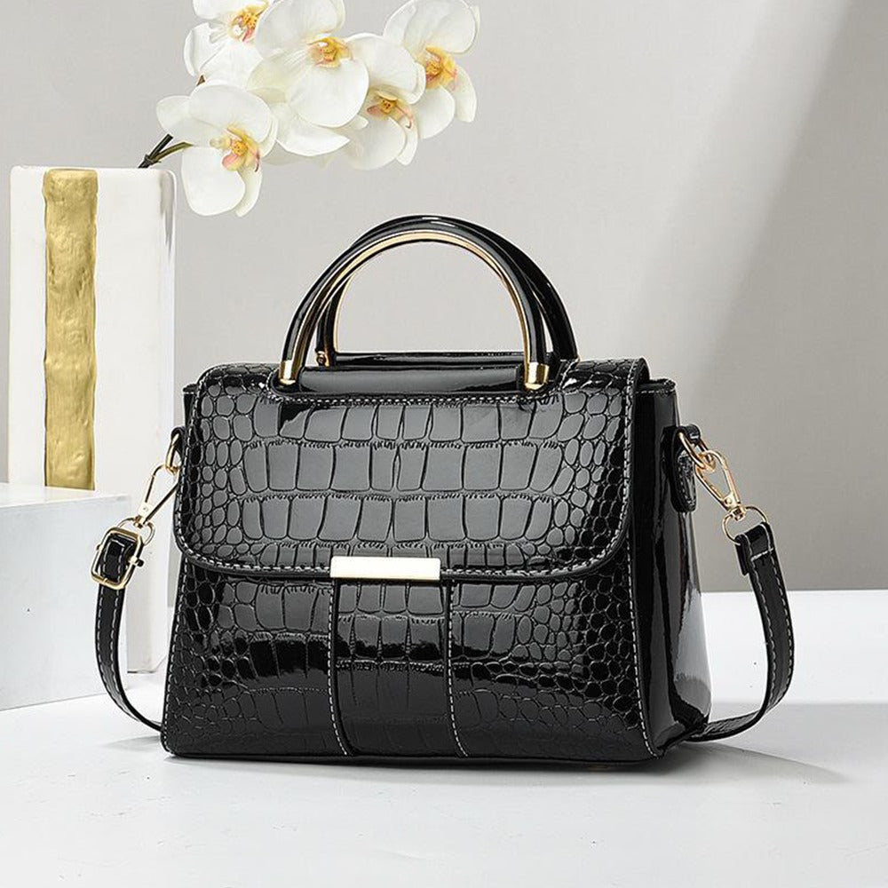 Crocodile Pattern Solid Hand Shoulder Bag