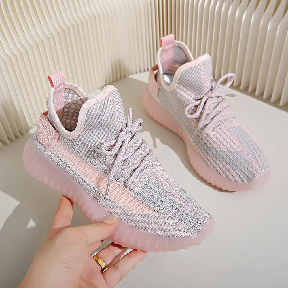 Breathable Mesh Fashion Solid Knitted Sneakers for Women