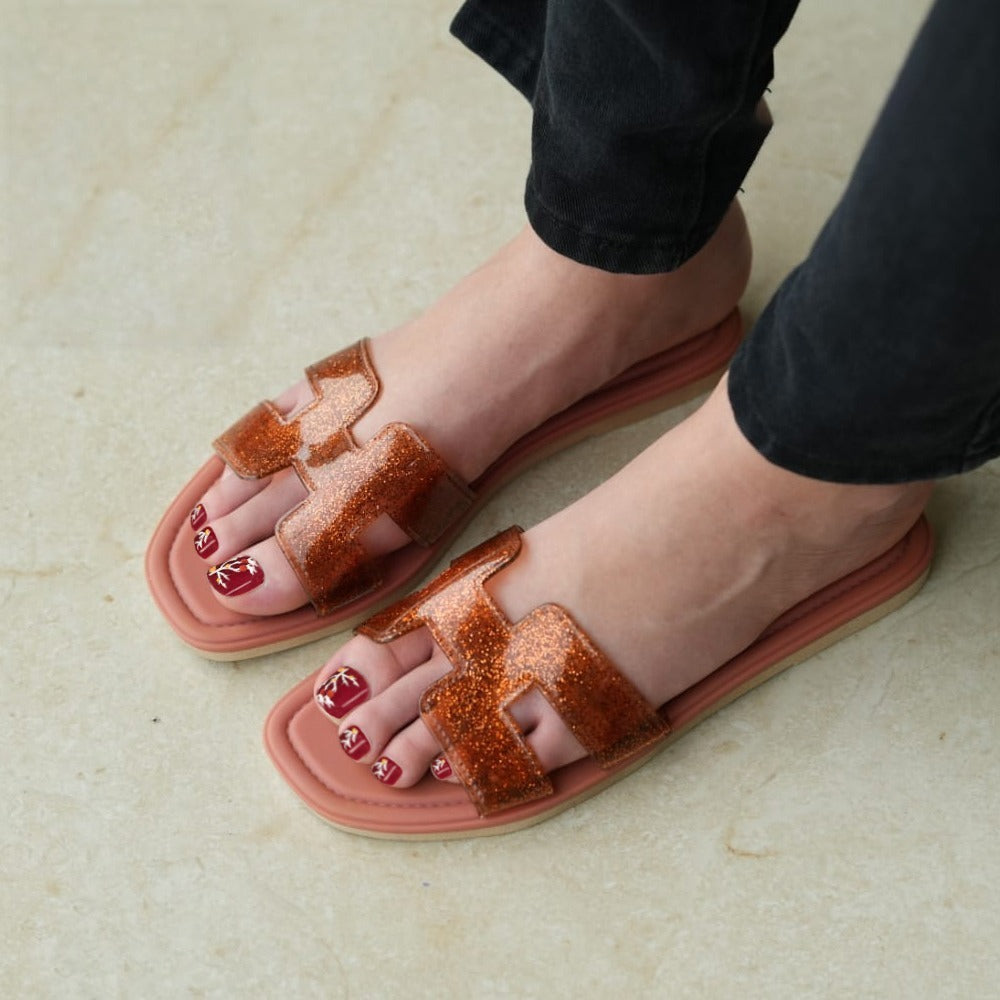 H Shape Fashion Solid Flat Sandals for Women