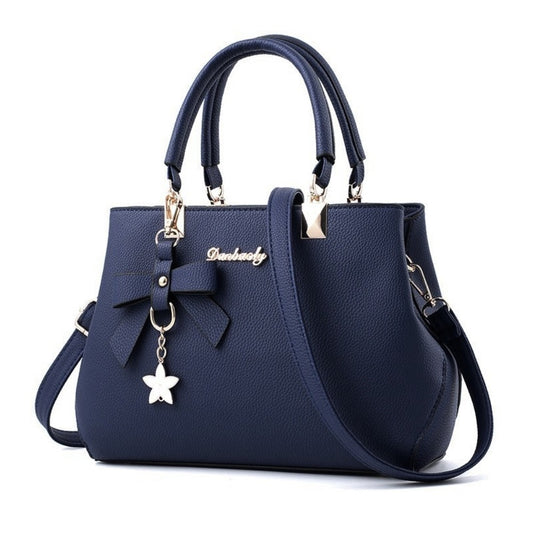 PU Leather Solid Color Star Decor Hand Shoulder Bag for Women