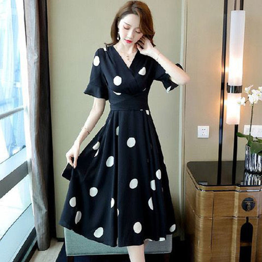 Polka Dot Fashion Short Sleeve Dress for Women