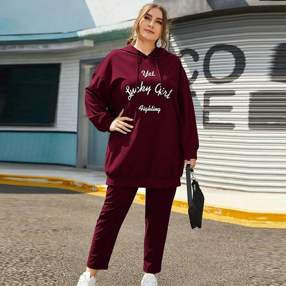 Street Fashion Printed Long Sleeve Hoodies & Pant for Women