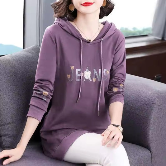 Text Printed Fashion Autumn Winter Full Sleeve T -shirt for Women