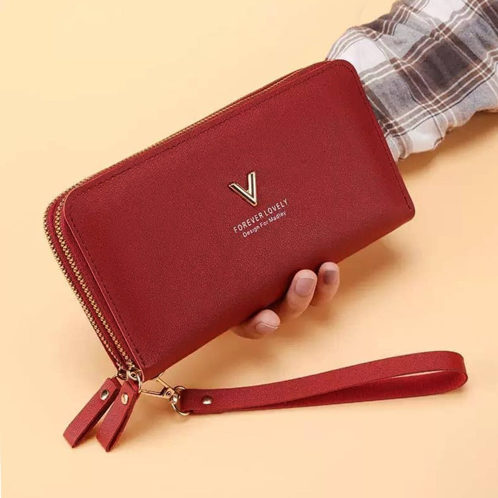Double Zipper Fashion Leather Wallet for Women
