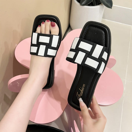 Two Tone Fashion Open Toe Braided Sandals for Women