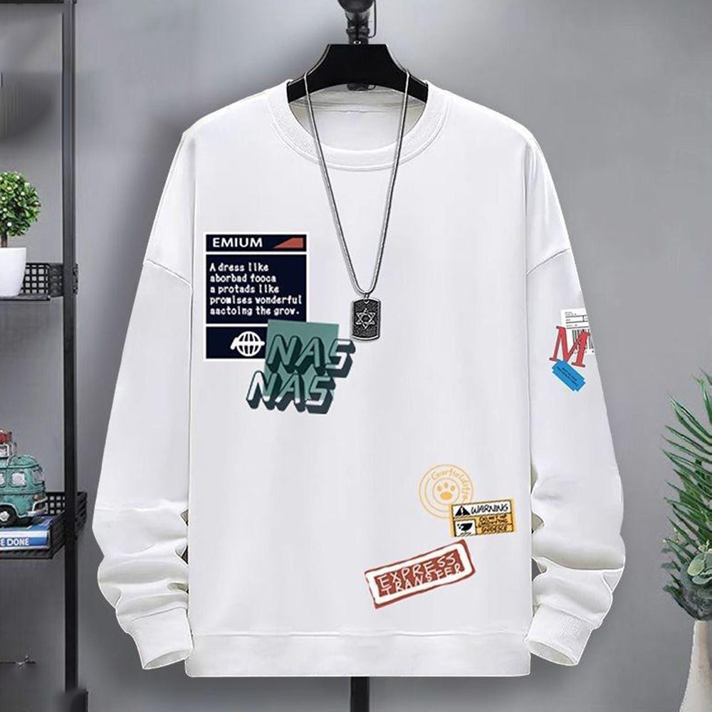 Full Text Graphics Printed Pullover for Men