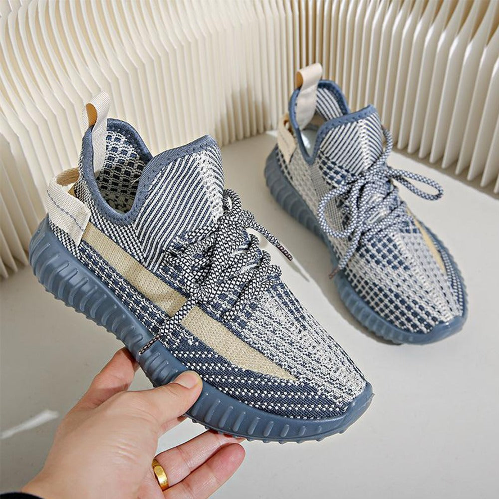 Breathable Mesh Fashion Solid Knitted Sneakers for Women