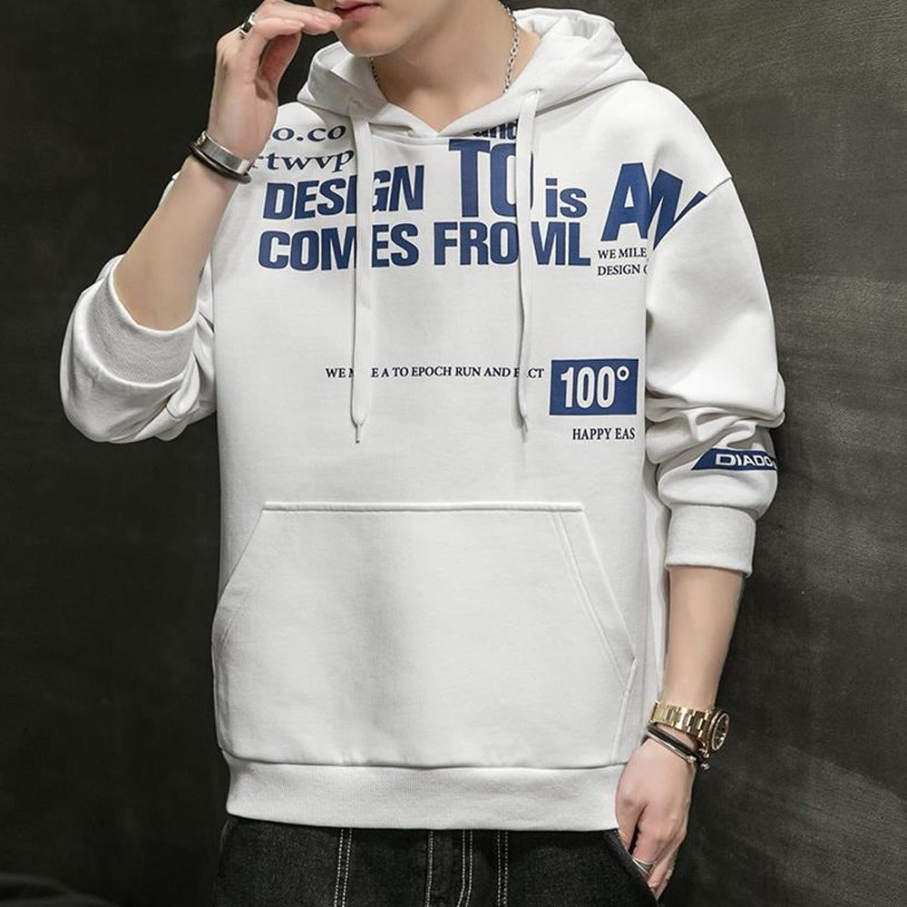 Winter Comfy Text Printed Fashion Full Sleeve Hoodies for Men