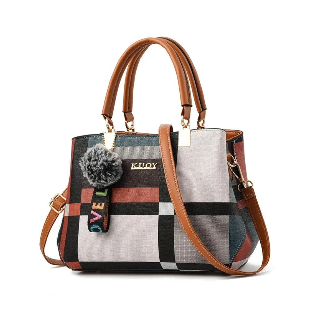 Luxury Plaid Pattern Tote Shoulder Handbag for Women
