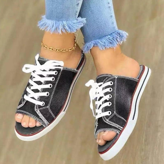 Peep Toe Denim Fashion Soled Sandals for Women