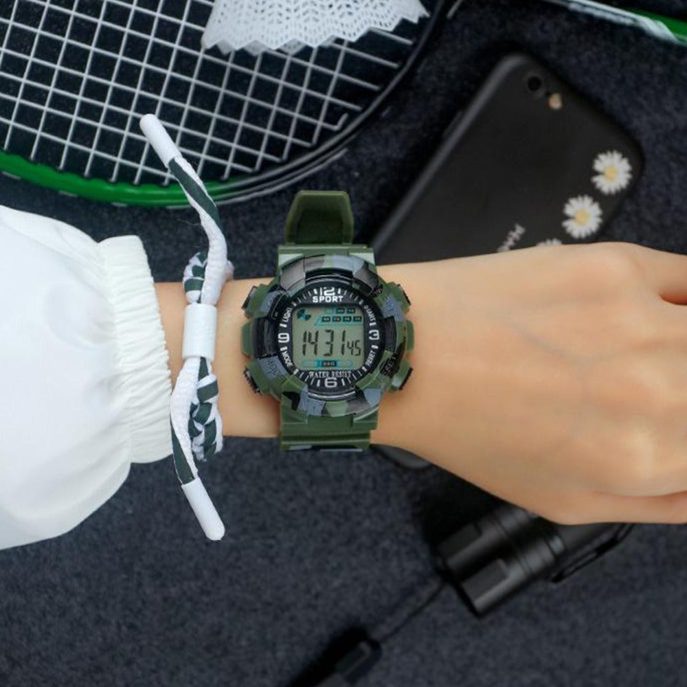 Digital Water-Resistant Rubber Sports Watch for Men & Women
