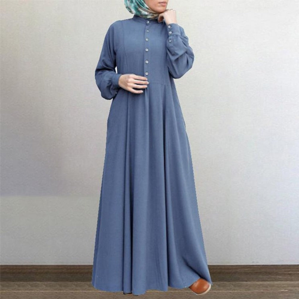 Solid Color Long Fashion Kaftan Abaya for Women
