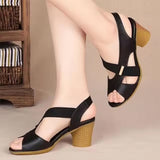 Peep Toe Fashion Mid Heel Sandals for Women