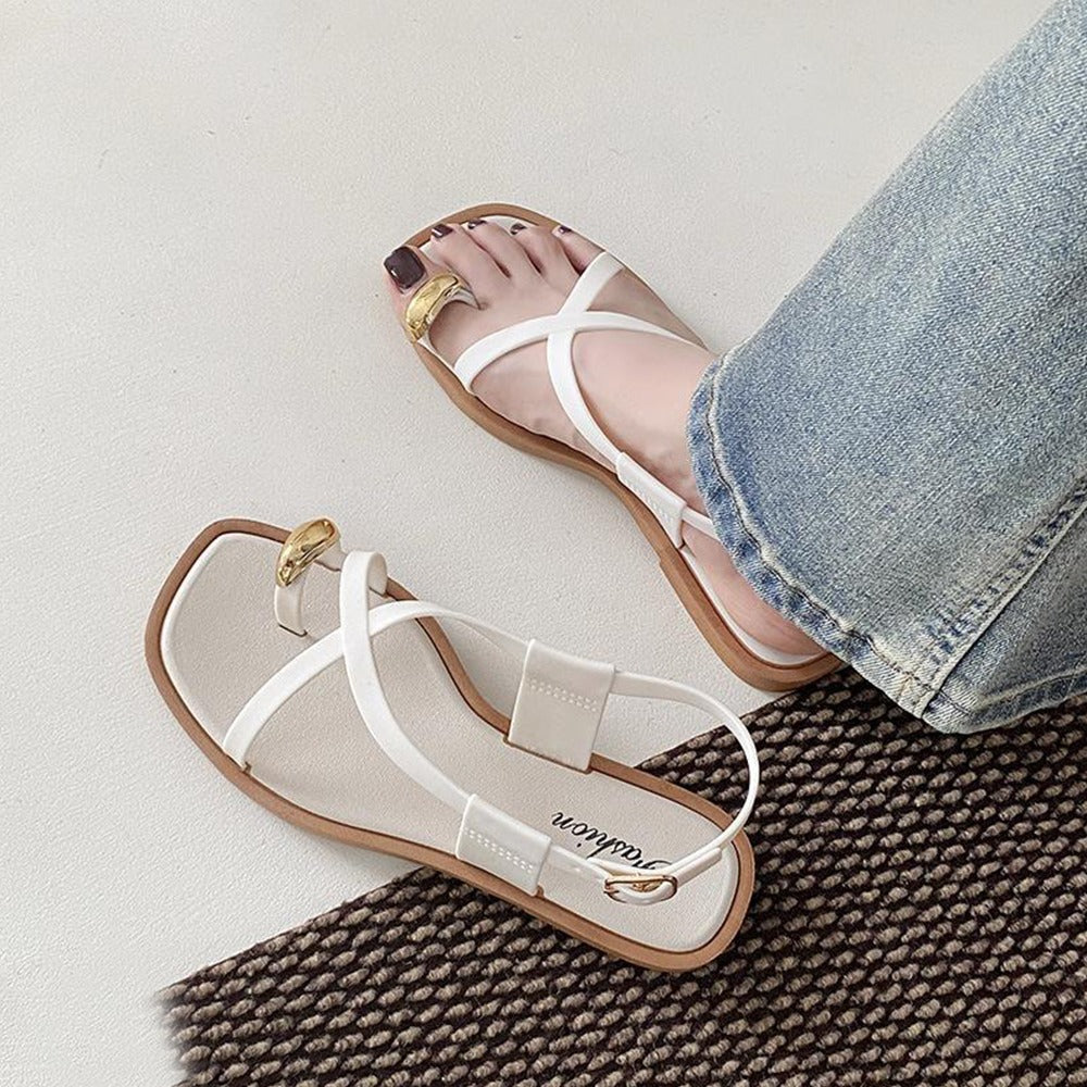Summer Flat Square Toe Minimalist Sandals for Women
