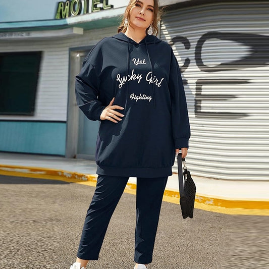 Street Fashion Printed Long Sleeve Hoodies & Pant for Women