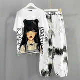 Indoor & Outdoor Fashion Graphic Printed T-shirt & Pants for Women