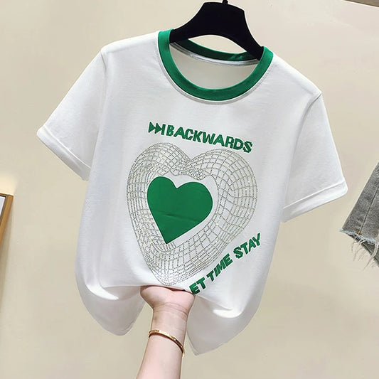 Love Pattern Casual Short Sleeve T-shirt for Women