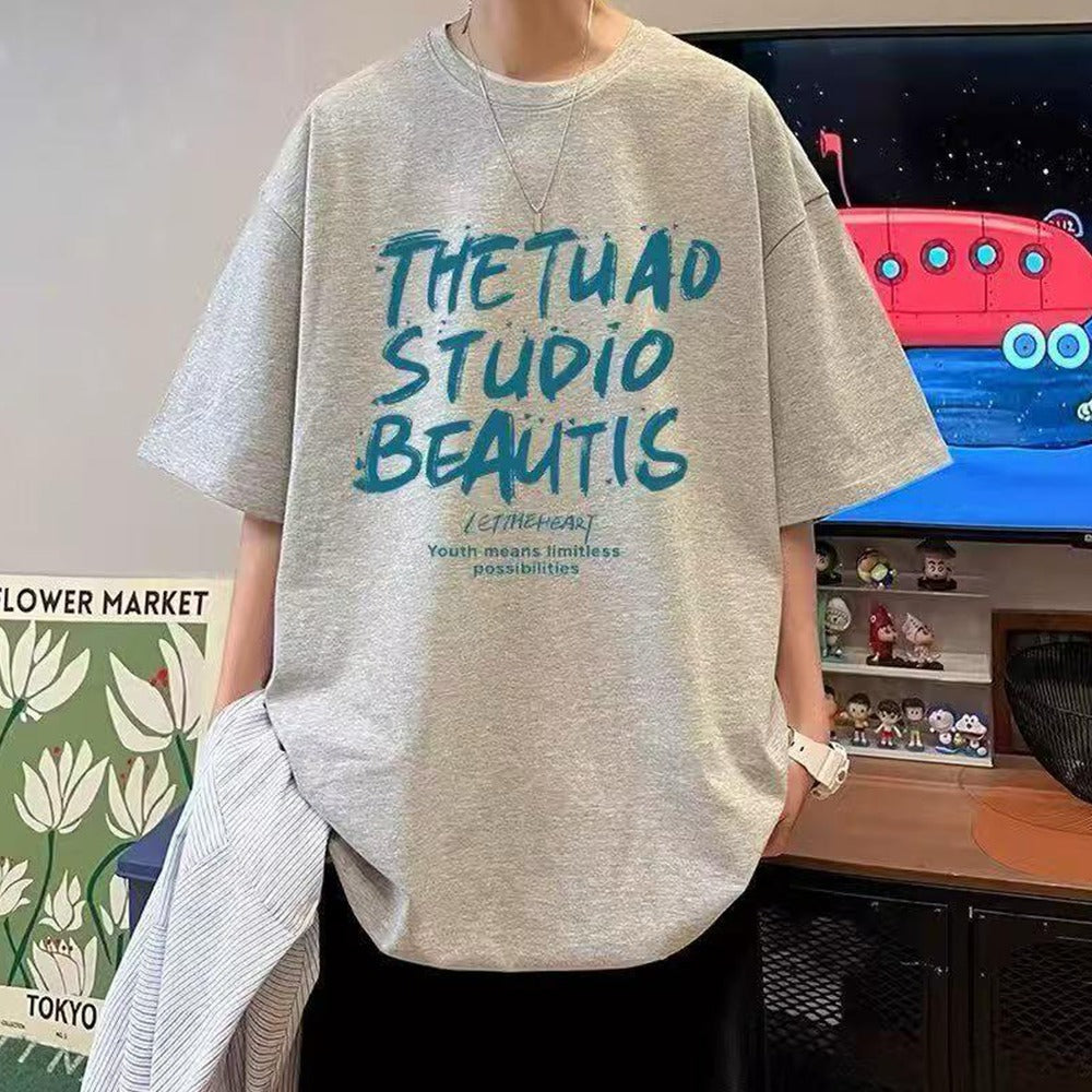 Text printed Oversized Casual T-shirt for Women