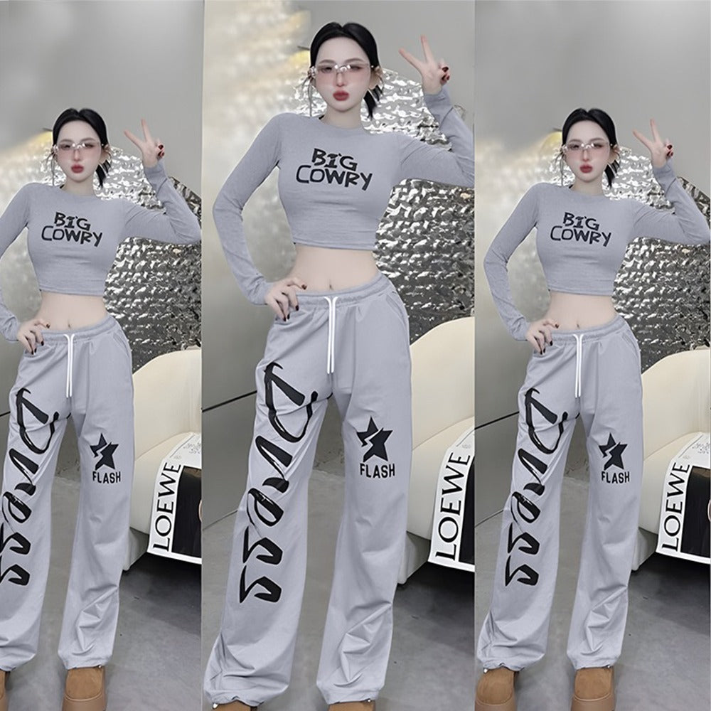 Printed Fashion Crop Top & Wide Leg Pant for Women