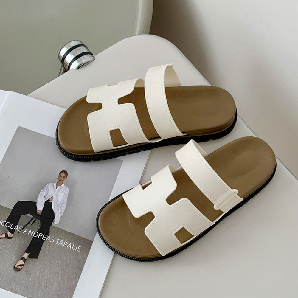 Truffle Open Toe Flat H-Shape Sandals for Women