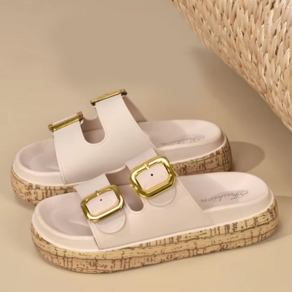 Double Buckle Band Summer Fashion Sandals for Women