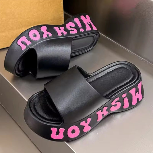 Summer Thick Sole Fashion Letter Printed Sandals for Women