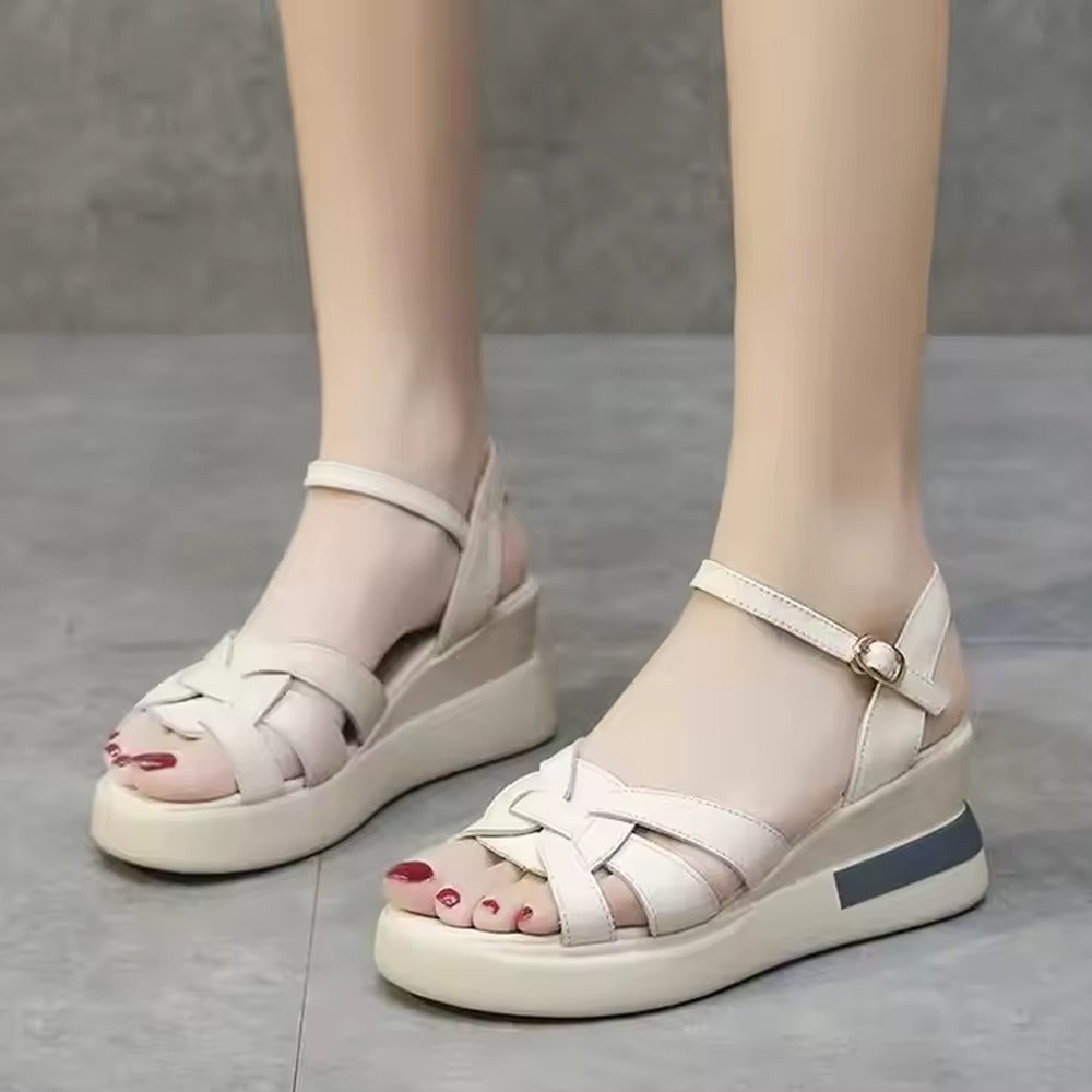 Summer Retro Fashion Solid Wedge Sandals for Women