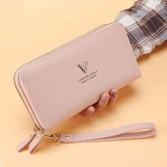 Double Zipper Fashion Leather Wallet for Women