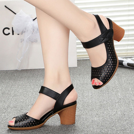 Fish Mouth Fashion Mid Heel Solid Sandals for Women