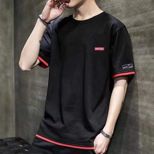 Round Neck Doctor Sleeve Fashion Solid T-shirt for Men