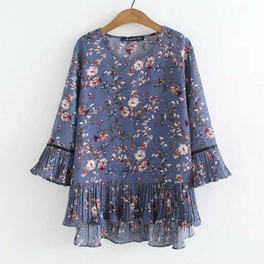 Chiffon Floral Printed Fashion Top for Women