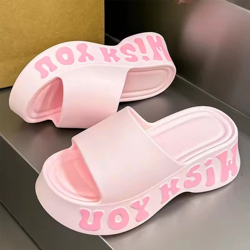 Summer Thick Sole Fashion Letter Printed Sandals for Women