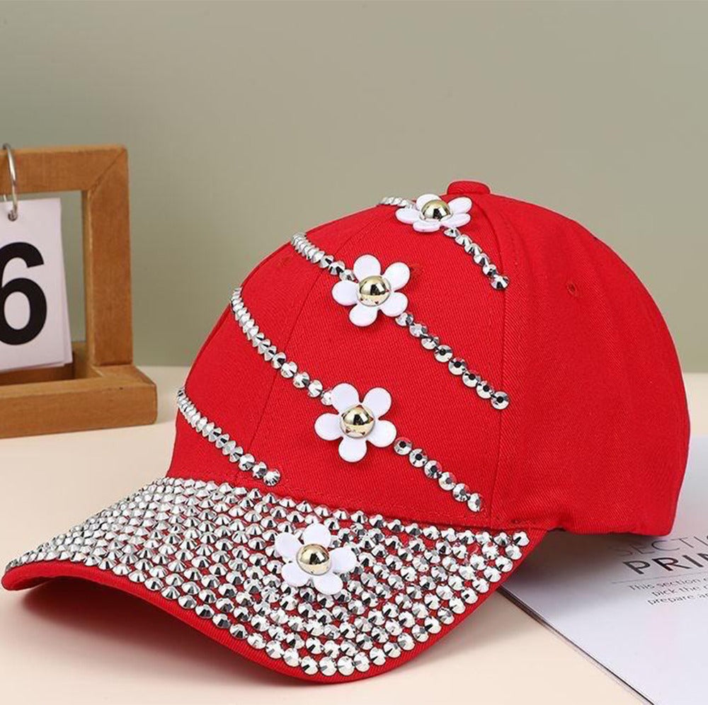 Bling Fashion Baseball Cap with Flower for Women